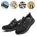 Men's Breathable Mesh Steel Toe Shoes,Lightweight Soft Sole Comfortable Safety Shoes Dock Warehouse Construction Industry Work Shoes,Casual Fashion Non-Slip Sneakers (Black,7)