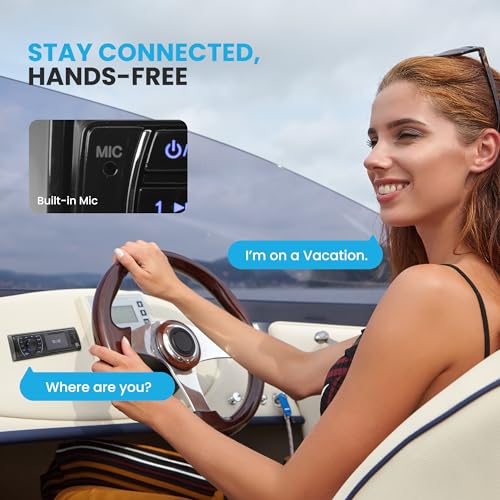 Image of Pyle Bluetooth Marine Receiver Stereo - 12v Single DIN Style Boat In dash Radio Receiver System with Digital LCD, RCA, MP3, USB, SD, AM FM Radio - Remote Control, Wiring Harness - PLRMR27BTB (Black)