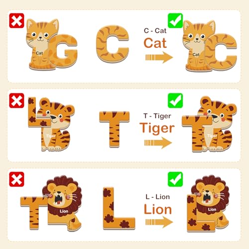 Image of Joyreal Magnetic Letters for Toddlers, 65PCS Wooden Animal Alphabet & Number Fridge Magnets, ABC Magnets with Storage Box, Montessori Spelling & Reading Learning Toy, Educational Gift for Ages 2-5