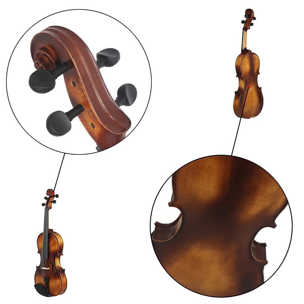 Viola in Legno Massello di Abete E Accessori in Mogano, Violino per Principianti in Legno Massello per Adulti, Strumenti Musicali A Corda, con Custodia Rigida, Spalliera,