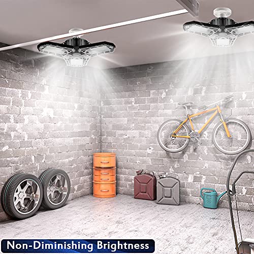 Ghustar 2-Pack Led Garage Light 60W Garage Lighting - 6000Lm 6500K Led Deformable Garage Ceiling Lights, Led Shop Light With Adjustable Multi-Position Panels, Led Glow Light For Garage, Workshop #TOP1
