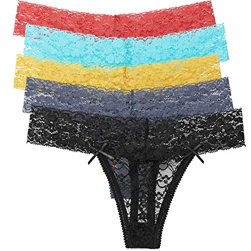 Confezione da 5 pezzi di stringhe da donna in diversi colori e design