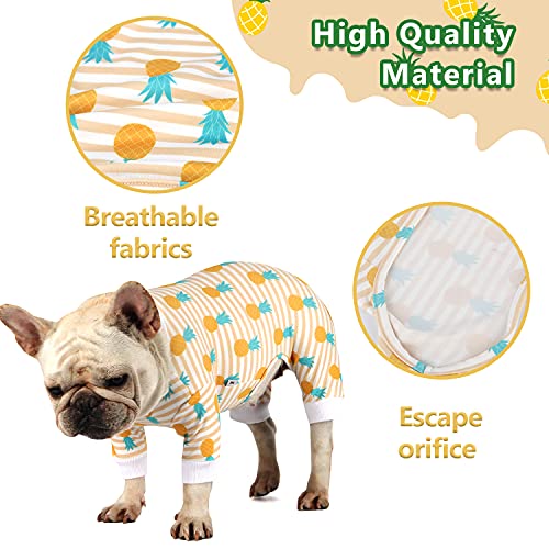 Due Felice Dog Pajamas Soft Pet Onesie Puppy Jumpsuit Bodysuits For Small Medium Dog Cats Surgical Recovery Suit After Surgery Shed Defender Shirt Pineapple/Large #TOP3