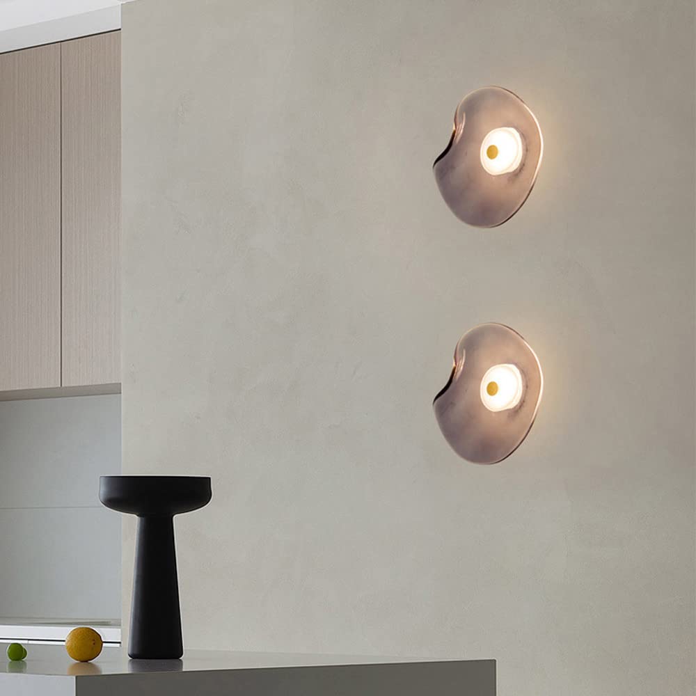 Szklana lampa ścienna Led Geometryczna Lampa Ścienna, Nowoczesne 5W Przewodowe Lampy Ścienne Do Salonu Sypialni Łóżka Korytarza Wewnętrzne Kinkiety / Fioletowy 4000K