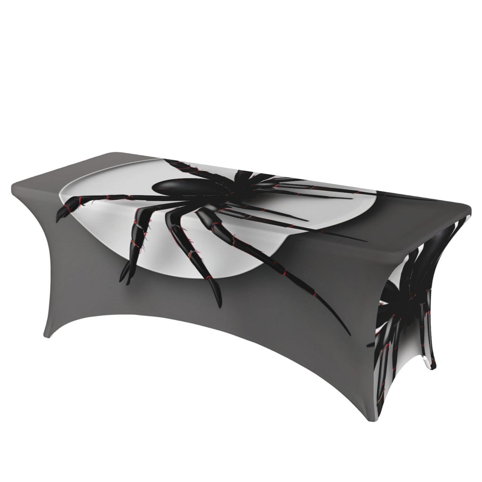 Nappe rectangulaire extensible imprimé araignée noire pour table ovale