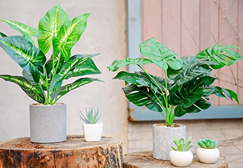 Wukoku 2Pcs Fake Plants 16" Faux Plants Artificial Potted Plants Indoor For Home Office Farmhouse Kitchen Bathroom Table Shelf Decor #TOP2