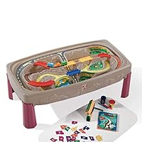 Step2 Deluxe Canyon Road Train & Track Table, Kids Activity Table for Cars, Cover Included, Made of Durable Plastic, Includes 3-Piece Train Set, For Toddlers 3+ Years Old