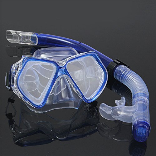 KINGDUO Conjunto de Snorkel de Buceo para Adultos Máscara de Buceo + Gafas de Agua Snorkel Equipo de Traje de Buceo de natación - Azul Oscuro