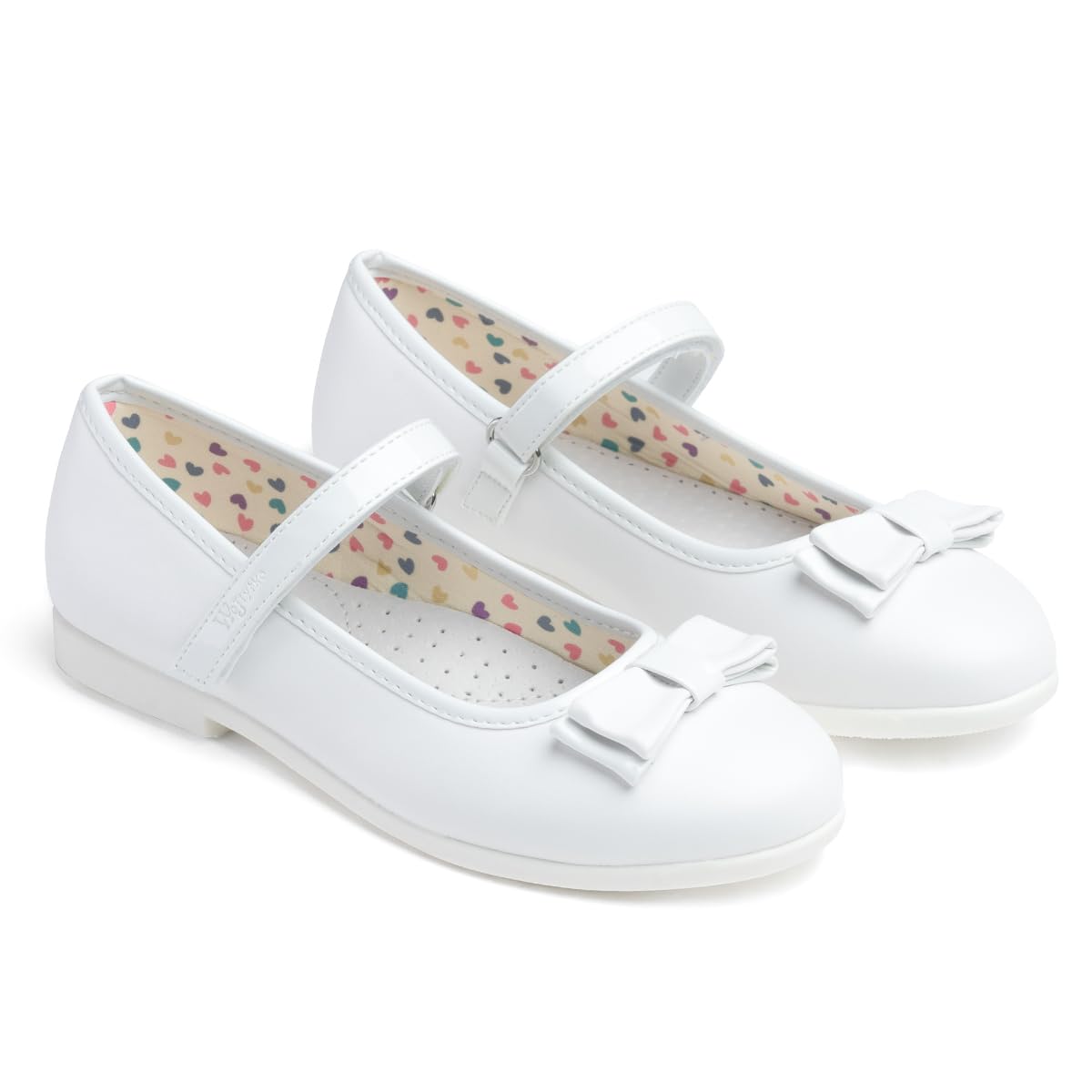 WK Mädchen Mary Jane Ballerinas | Kommunion Halbschuhe | Klettverschluss | Lederinnensohle | Elegant | Für eine kleine Prinzessin |