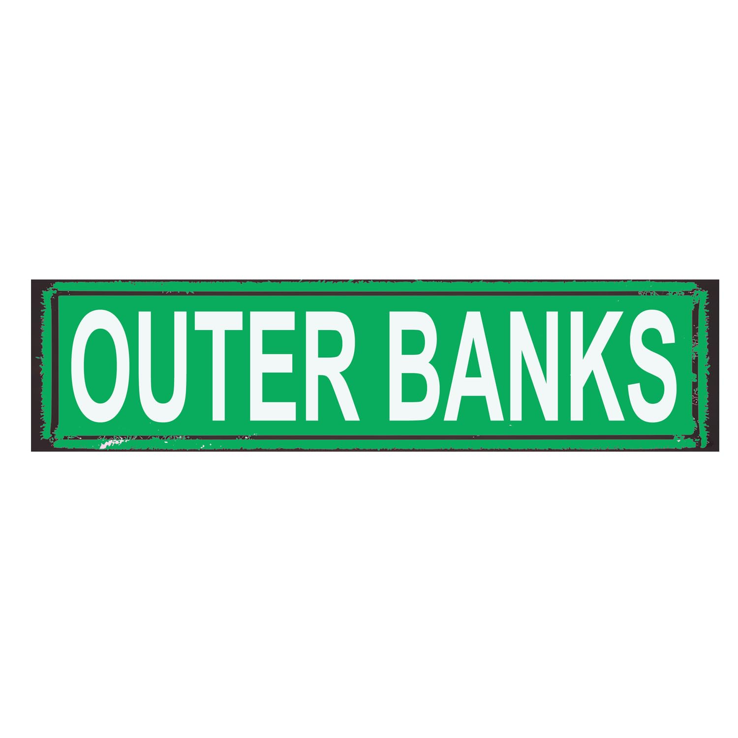 Outer Banks Street Metal Sign for Home Bar Coffee Garden Indoor Ourdoor Decor Tin Sign Green 4x16 Inch