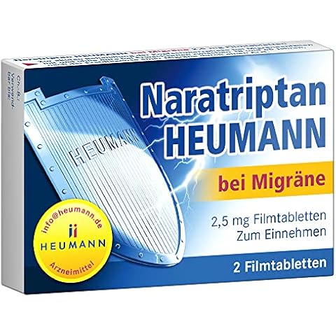 Naratriptan HEUMANN bei Migräne 2,5 mg Filmtabletten: Durch Migräne verursachte Kopfschmerzen gezielt abwehren, 2 Tabletten Cover