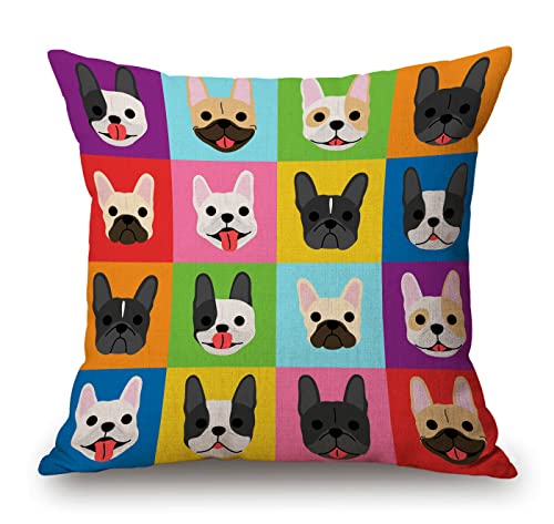 Federa per cuscino quadrata con bulldog francese, in cotone e lino, per uomini, donne, bambini, decorazione per la casa, divano, poltrona, camera da letto, soggiorno, 45,7 x 45,7 cm