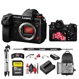 Panasonic Lumix S1H Mirrorless Camera (DC-S1HBODY) Bundle Including: Rechargeable Battery, Battery Charger, 64 GB Memory Card, Card Reader, Tripod, Backpack, Cleaning Kit, Card Wallet