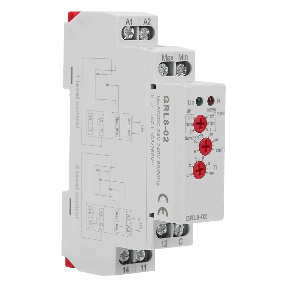 Buyweek GRL8-02 Relais de contrôle de niveau de liquide Contrôleur de niveau d'eau 10 A AC/DC 24 V-240 V