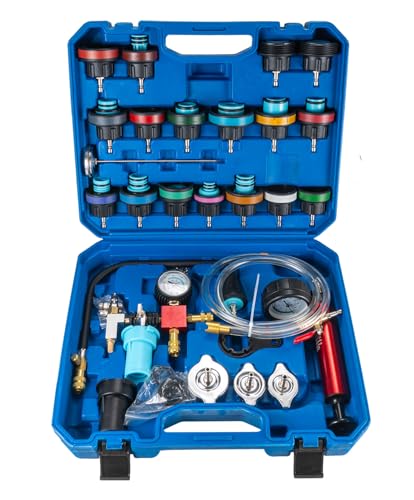 LOSINEE 31PCS Radiator Coolant Pressure Tester Kit, Cooling System Radiator Leak Tester and Vacuum Refill Kit for Automotive Cooling System Water Tank Leakage Detection