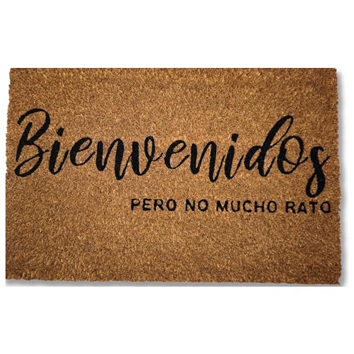 koko doormats Felpudo Entrada Casa Original de Coco Natural “Bienvenidos Pero no Mucho rato” | Alfombra de Entrada Antideslizante para Exterior e Interior | 60x40 cm | Diseño Divertido | Base PVC