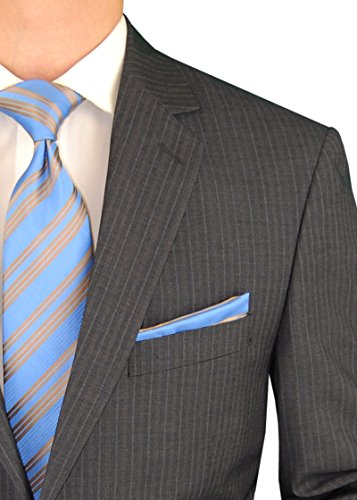 Salvatore Exte Men's Modern Two Button 2 piece Suit Jacket with Pant Striped3