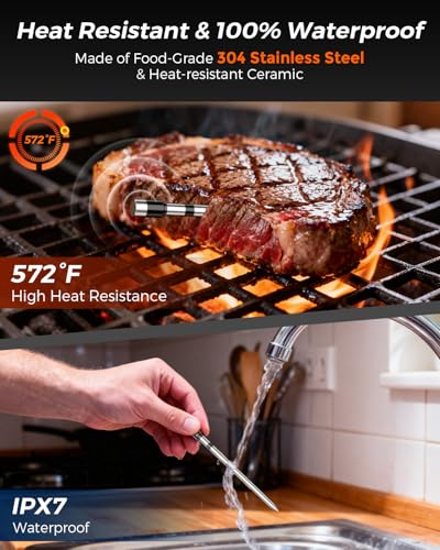 Alfolive 2025 AI Wireless Meat Thermometer, Smart Bluetooth Meat Thermometer Digital, ±0.5°F High Accuracy, Grill Temperature Probe for BBQ, Grilling, Smoker, Oven, Cooking, Air Fryer, 2 Probes #4