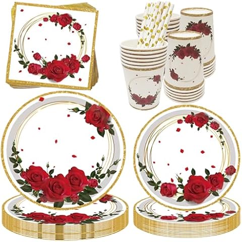 JINLAIYUN Vaisselle de Fête Roses Cover