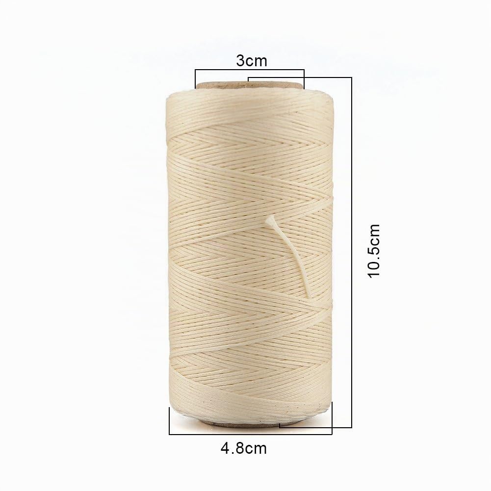 SONGER Professional Speedy Stitcher Sewing Awl Hand Stitcher Repair Tool Kit for Leather And Heavy Fabrics with 2Pcs Needles,1Pcs Coil And 260 Meter 150D 0.8MM Flat Sewing Waxed String(Beige)