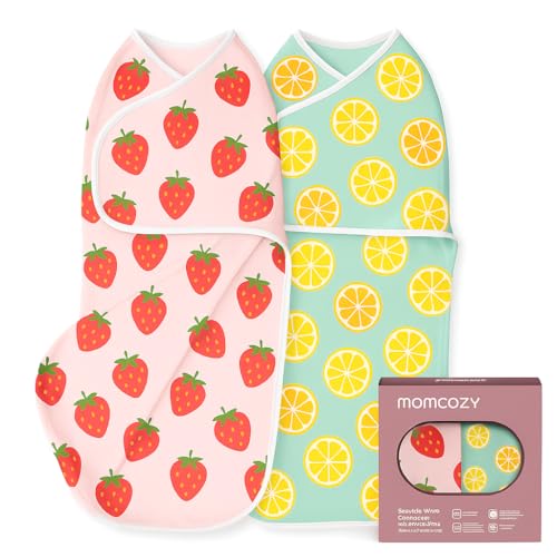 Image of Momcozy Muslin Swaddle Blankets, Softness Upgrade Neutral Swaddle Blanket, Breathable Large 47''x47'' Baby Infant Newborn Boys Girls Swaddling Receiving Blanket Wraps, 2 Pack, Beige & Flower Leaves