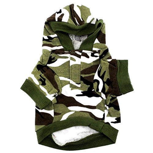 Smalllee_lucky_store Shirts für Hunde Kleiner Hund Kleidung für Jungen Camo Hoodie Shirt, grün L