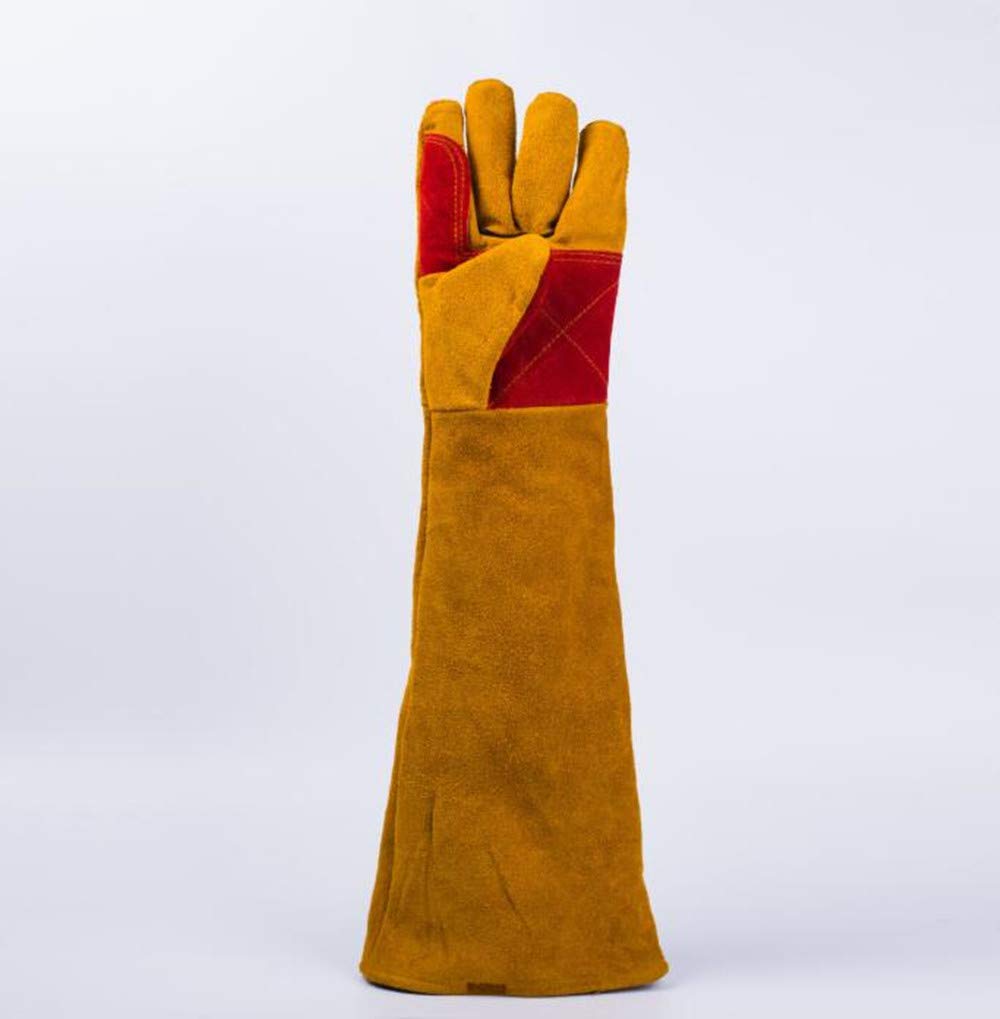 Guantes de soldadura de cuero resistentes al calor y al fuego con guantes de manga extra larga para barbacoa, horno, parrilla, chimenea, Tig, Mig, hornear, horno, estufa, soporte para ollas, guantes