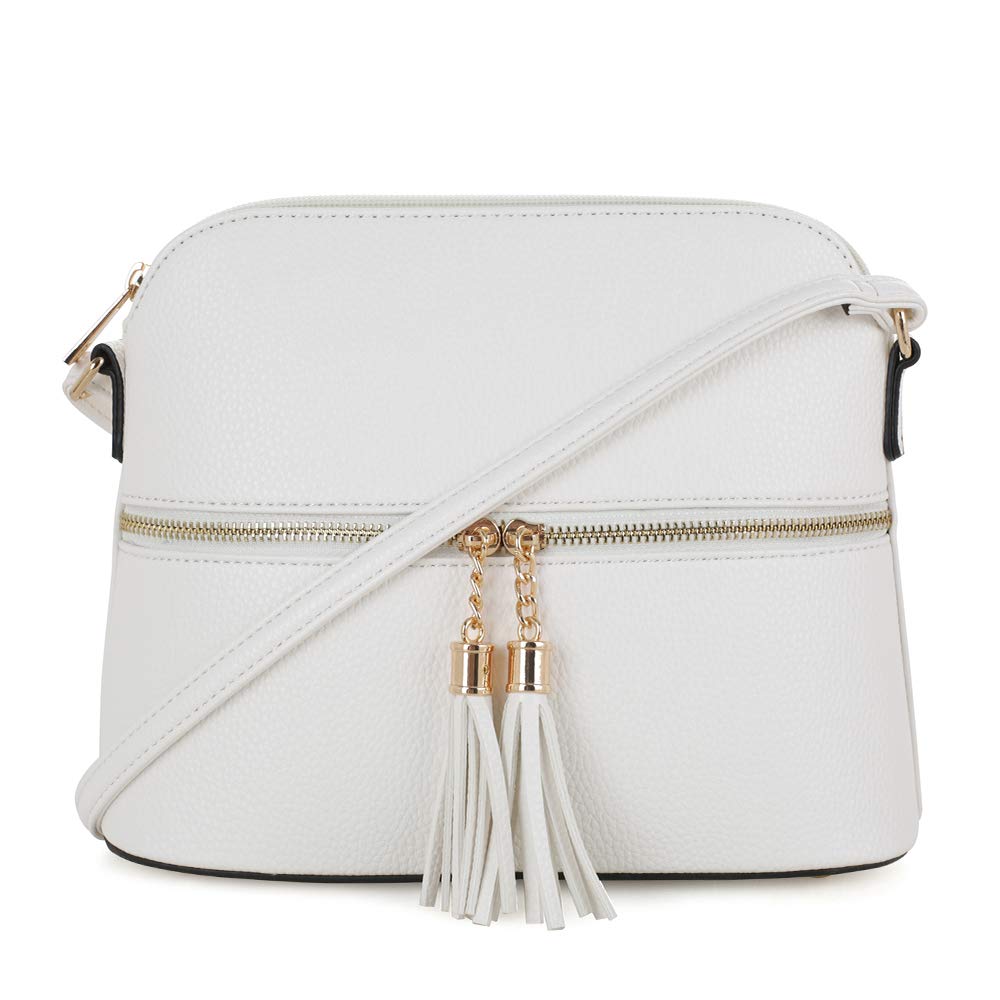 SG SUGULightweight Medium Dome Crossbody Bag with Tassel | Zipper Pocket | Adjustable Strap