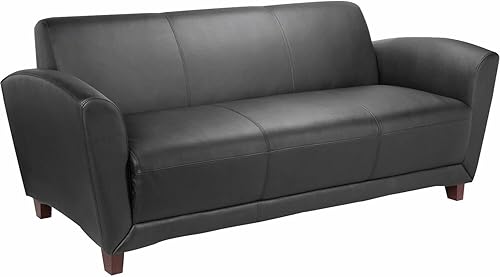 Lorell LLR68950 - Colección Recepción Sofá de Cuero Negro