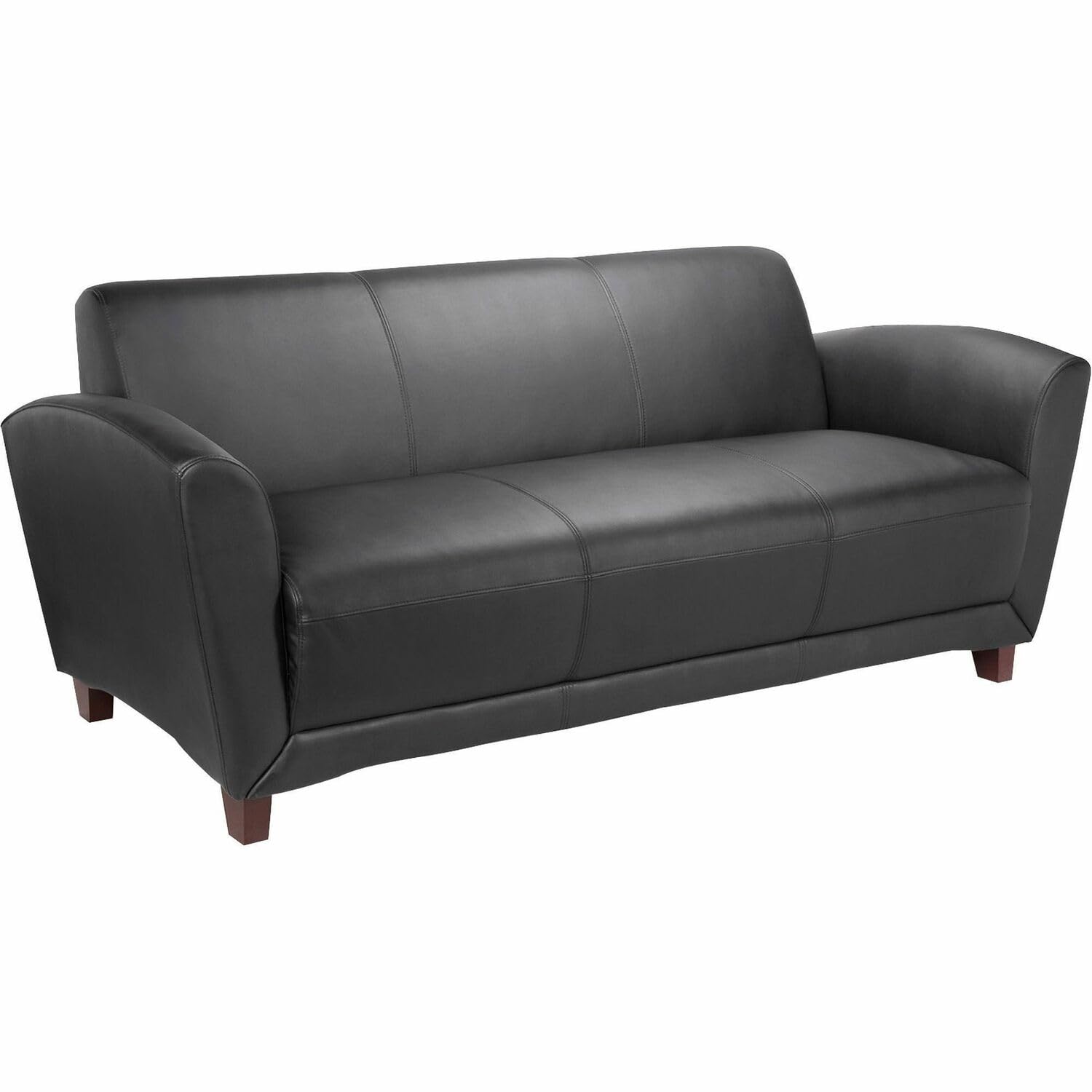 Lorell LLR68950 - Reception Collection Black Leather Sofa
