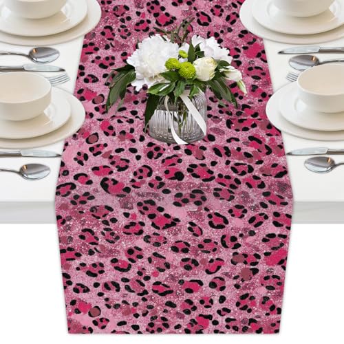 Chemin de table léopard rose pailleté de qualité supérieure pour décoration de table raffinée - 2