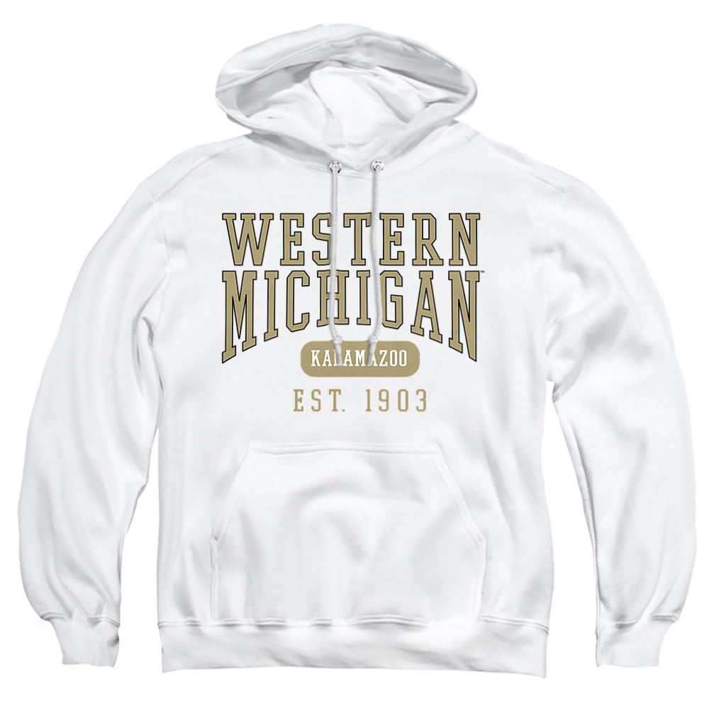 Western Michigan University Official Founded Date Unisex Adult Pull-Over Hoodie, White, Small