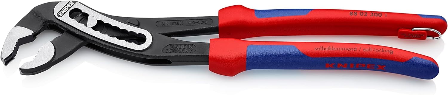 Knipex Alligator Pince multiprise avec gaines bi-matière, avec œillet intégré pour fixation d’un dispositif antichute, 88 02 300 T