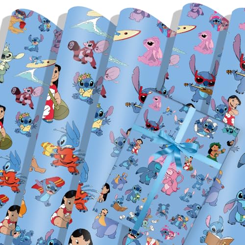 6 Sheets Wrapping Paper Birthday (Size 70cm X 50cm) Gift Wrap Perfect for Kids Birthday Party or Christmas
