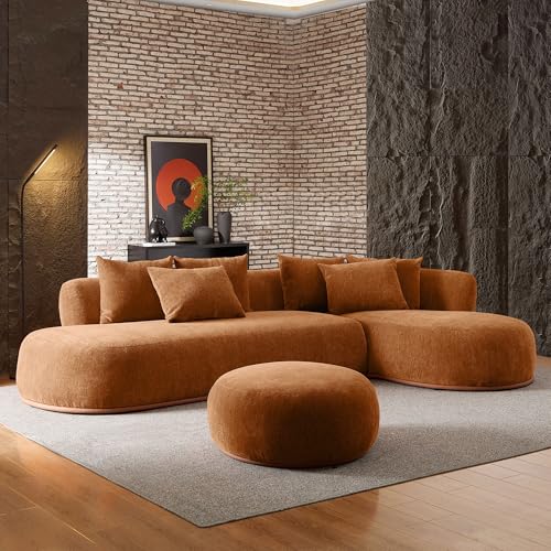 WILLIAMSPACE 134.63" Oversize Curved Sofa Cloud Couch with Round ...