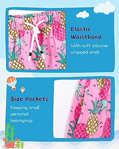 Image of SURF CUZ Boys Swim Trunks with Boxer Brief Liner Toddler Boy Stretch Swimsuit Shorts Quick Dry Swimming Trunks Bathing Suit