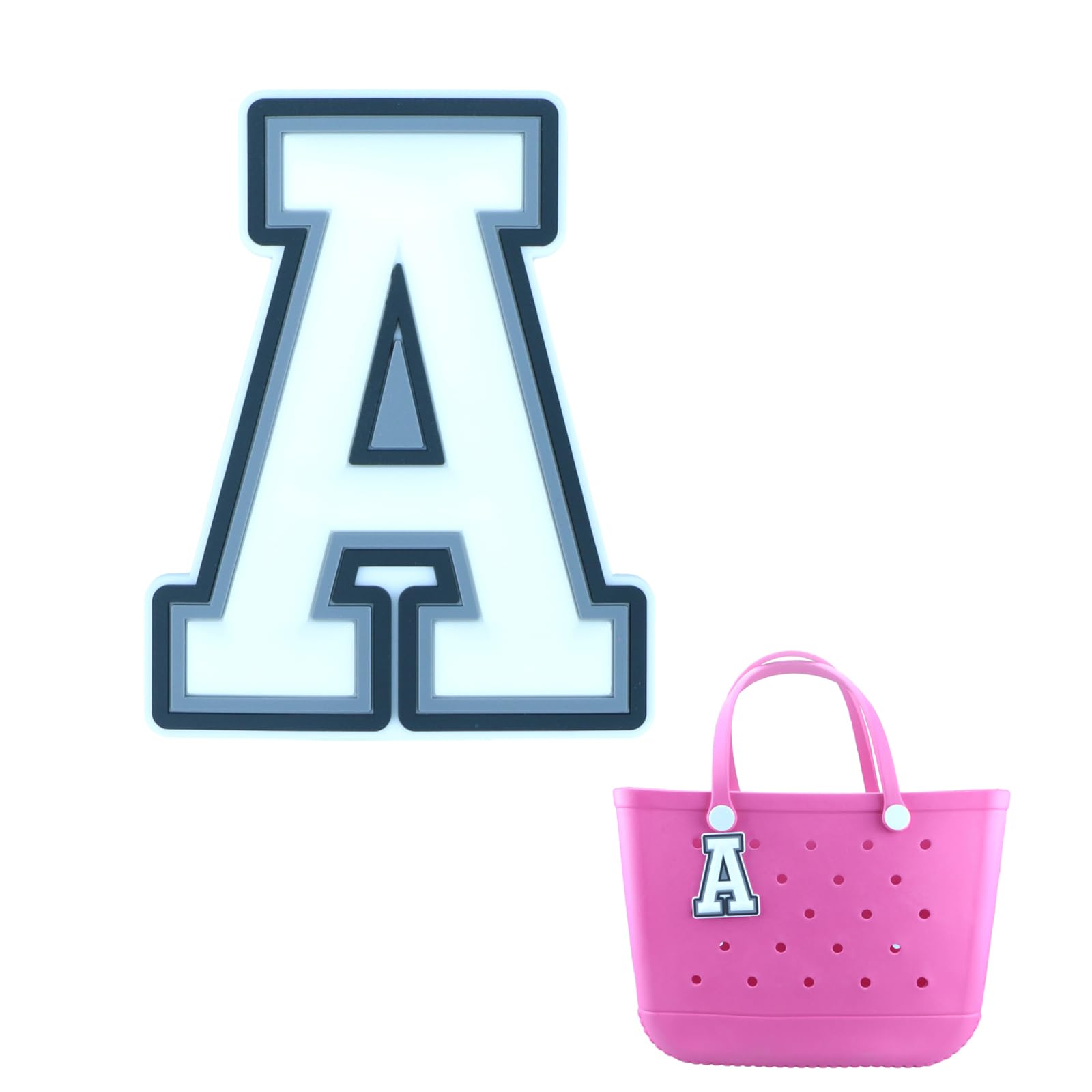 JinJing Letter Charms Accessories for Bogg Bag Rubber Handbag Beach Tote Personalized 3D Printed Decorative A-Z Alphabet Initial, Polyvinyl Chloride, No Gemstone