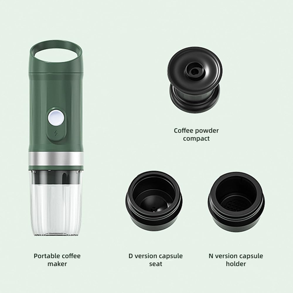 Pilipane Cafetera expreso eléctrica portátil inalámbrica con función de calor y frío, 250 ml, minicafetera individual con cápsulas 3 en 1 de café en polvo/cápsula N/cápsula DG, bomba de 20 (Blanco)