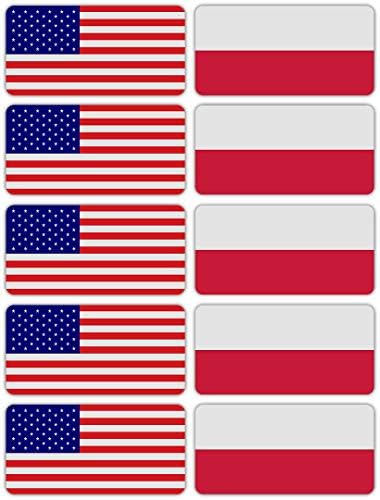 (x10) 3M Reflective Poland and US Flag Stickers | Versatile Safety Decals | Hard hats, laptops, bikes, toolboxes image 4