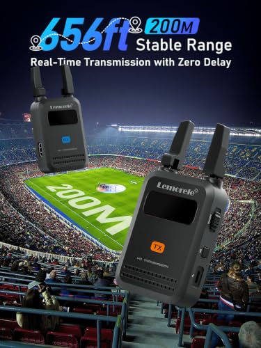 Image of Lemorele Wireless Video Transmitter and Receiver, 1080P60Hz Low Latency,Up to 4 Receiver, HDMI in & Loop Out,USB-C Powered,Plug and Play up to 200m Range，for Streaming /Video Production /Home Theater