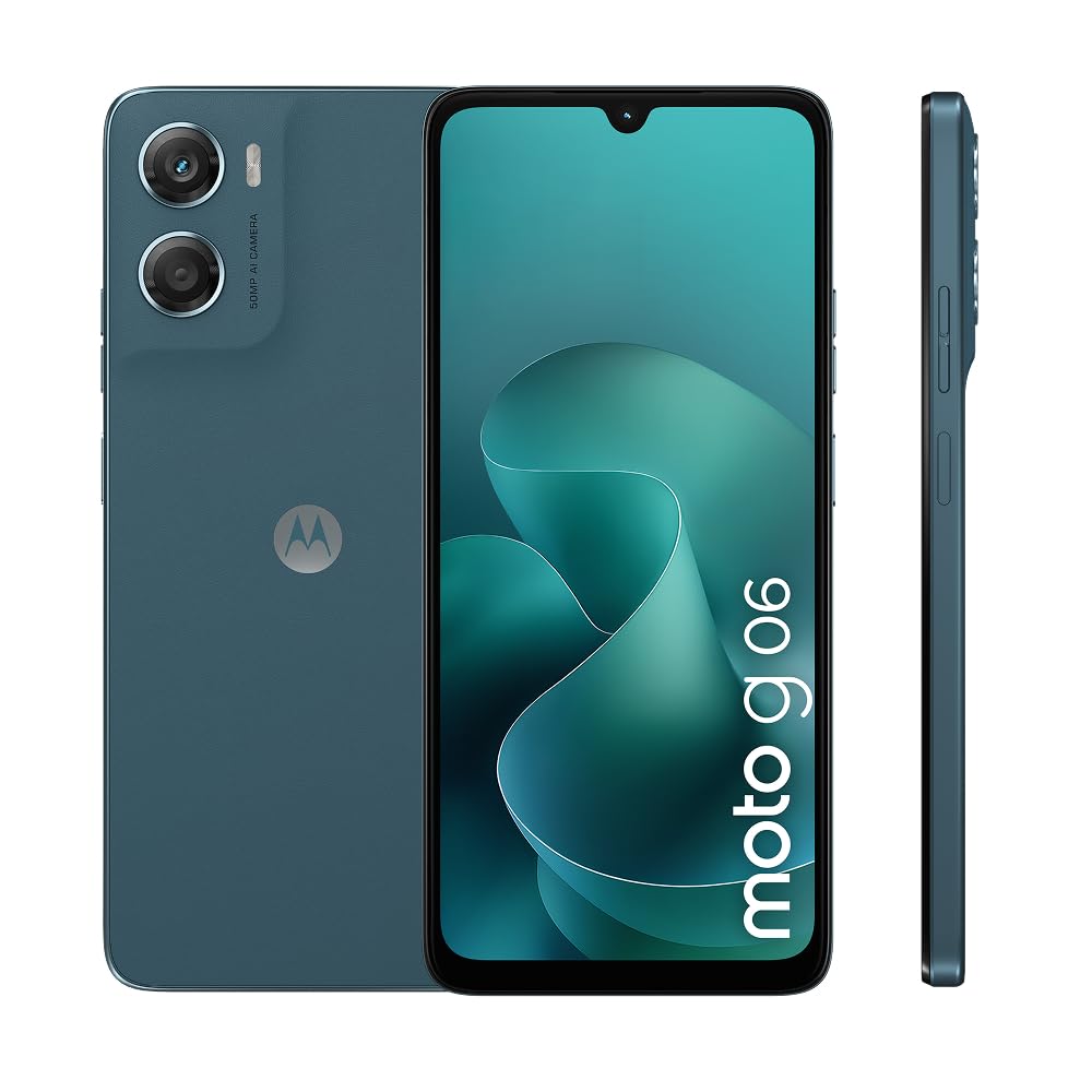 Motorola Moto g06 Smartphone (Kratzfestes 6,88"-HD+-Display Dank Corning Gorilla Glass 3, wasserabweisend, 50-MP-Kamera, 4/256 GB, 5100 mAh, TurboPower-Aufladen) Pantone Tapestry, inkl. Schutzcover