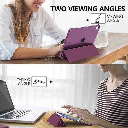 Image of MoKo for iPad (A16) 11th Generation Case 11 Inch 2025, iPad 10th Generation Case 10.9 Inch 2022, Slim Stand Hard PC Translucent Back Shell Smart Cover, Support Touch ID, Auto Wake /Sleep, Deep Purple