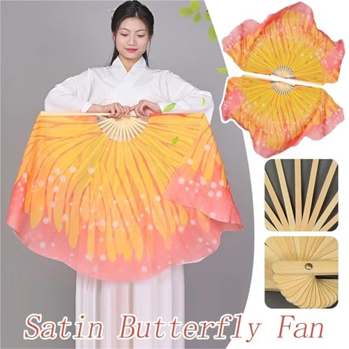 Éventail de Danse Papillon en Soie Dégradée 20/30cm pour Pratique de la Danse Classique et Yangge