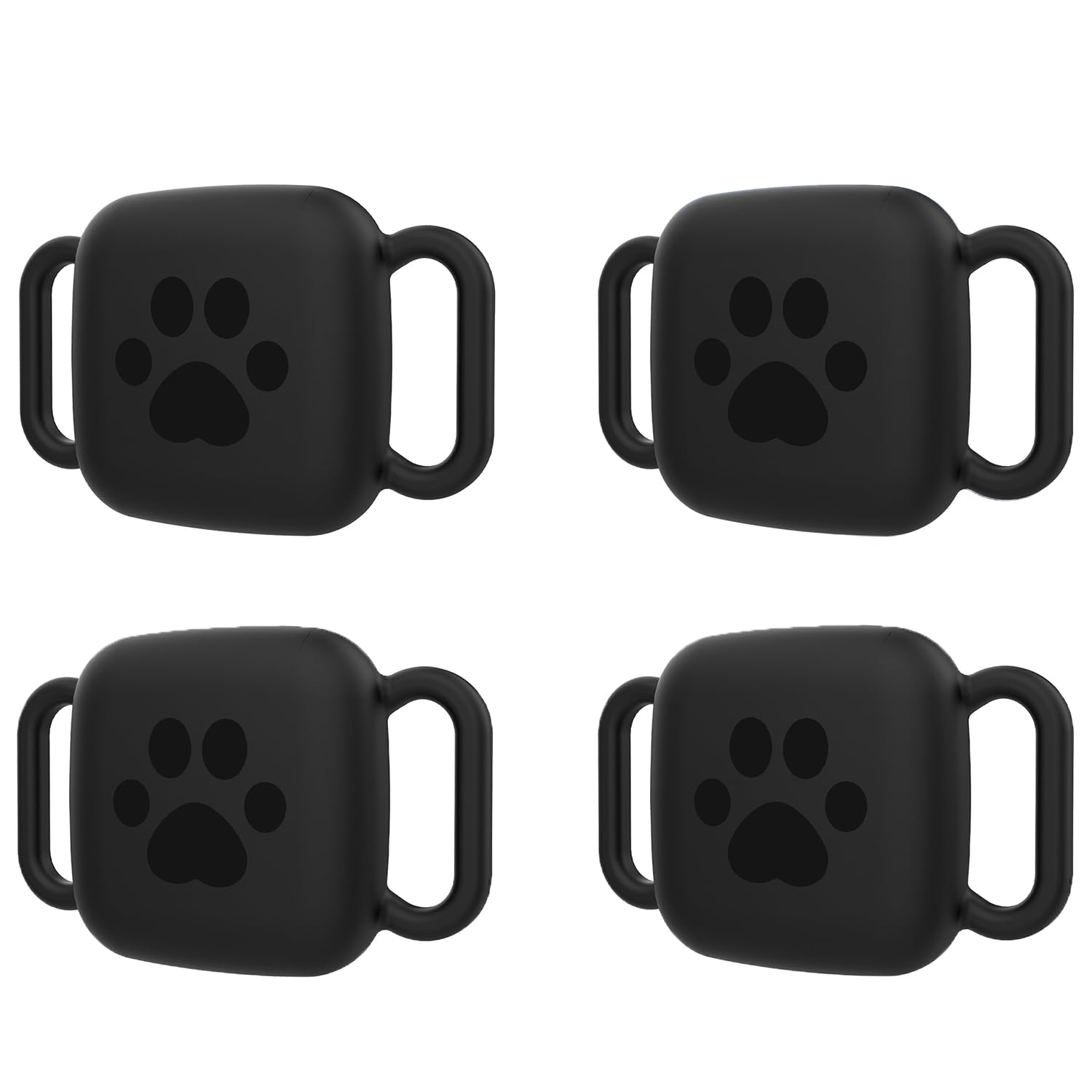 Feigand 4 Pack Case Tile Mate 2024 Tracker, Soft Silicone Holder Anti-Scratch Finder Protective Cover with Carabiner Accessories for Dog, Cat, Pets Collar (4PCS Black)