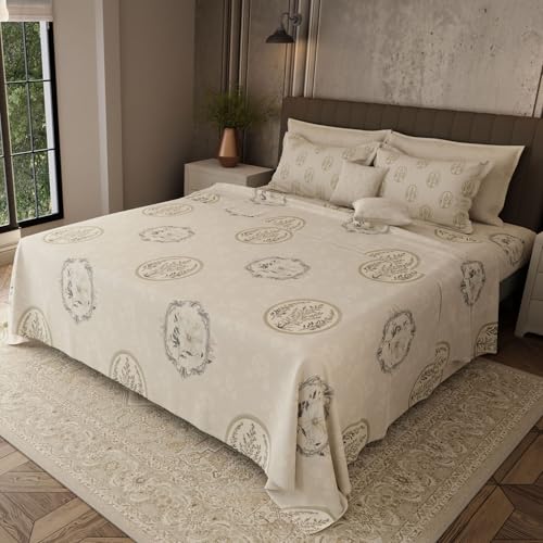 Image of BOUTIQUE LIVING Platinum Pulse Monticello 100% Cotton 800 TC Grey Floral King Bedding Set