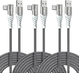 Fasgear USB C 90 Degree Cable: Right Angle Type C Fast Charging Cord Quick Charge Lead Compatible with Sam-sung Galaxy S20 S10 plus S9 S8 A70 A51 | Hua-wei P30 P20 | Red-mi Note 8 (10ft, 3 Black)