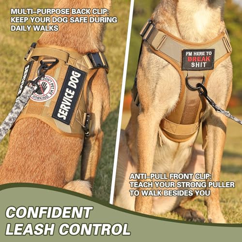 Belababy Tactical Anti Pull Dog Harness Small Medium Large, Adjustable Front Clip Service Dog Vest with Handle - Image 3