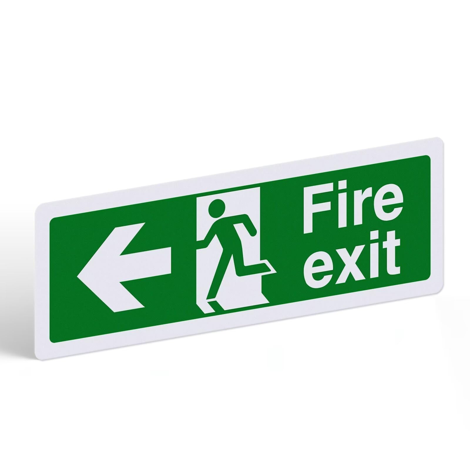 Fire Exit Sign Left Arrow - 1 Pack, 300x100mm Self-Adhesive Vinyl