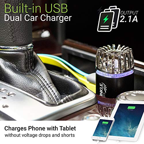 Car Air Purifier Ionizer - 12V Plug-In Ionic Anti-Microbial Car Deodorizer With Dual Usb Charger - Smoke Smell, Pet And Food Odors, Allergens, Viruses Eliminator For Car (Matte Black) #TOP4