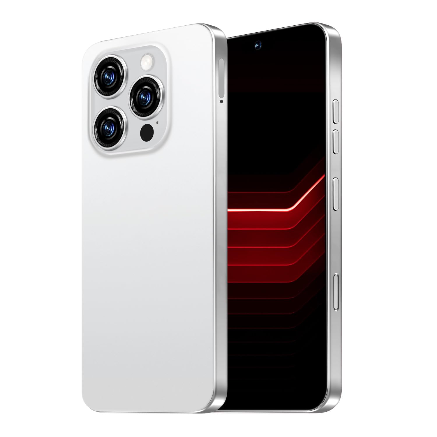 I16 ProMax Smartphone Unlocked Cell Phone, 6.99“ HD Screen 5G Phone, 8+256GB Phone Unlocked, 7000mAh, 68+108MP Zoom Camera, Fingerprint Button Unlock-and take Photos,Dual SIM, Face ID (White)